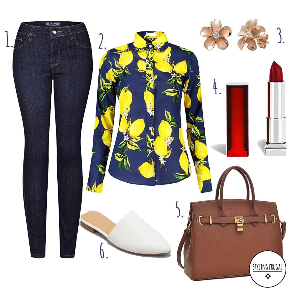 Lemon Blouse and Skinny Jeans – Styling Frugal