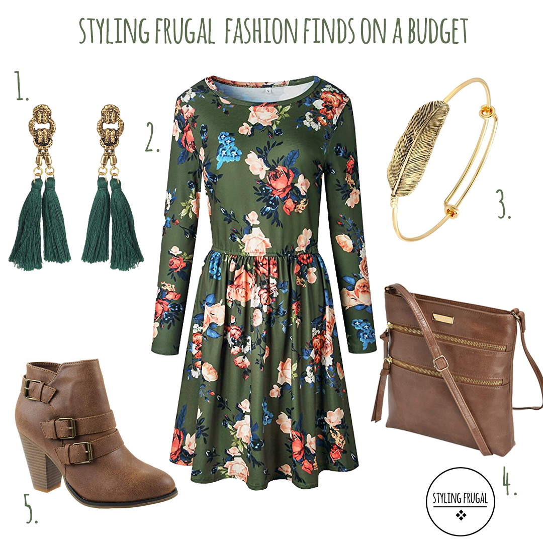 Olive Green Floral Dress – Styling Frugal